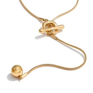 New ANTHRO 18k Gold Ss Skake Chain Drop Bar & Balk Y Nevklace